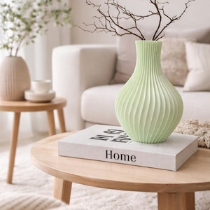 Twist Vase 3D Print File, Modern Grooved Vase STL & 3MF, Solid Design Vase, Flower Vase, Without Supports