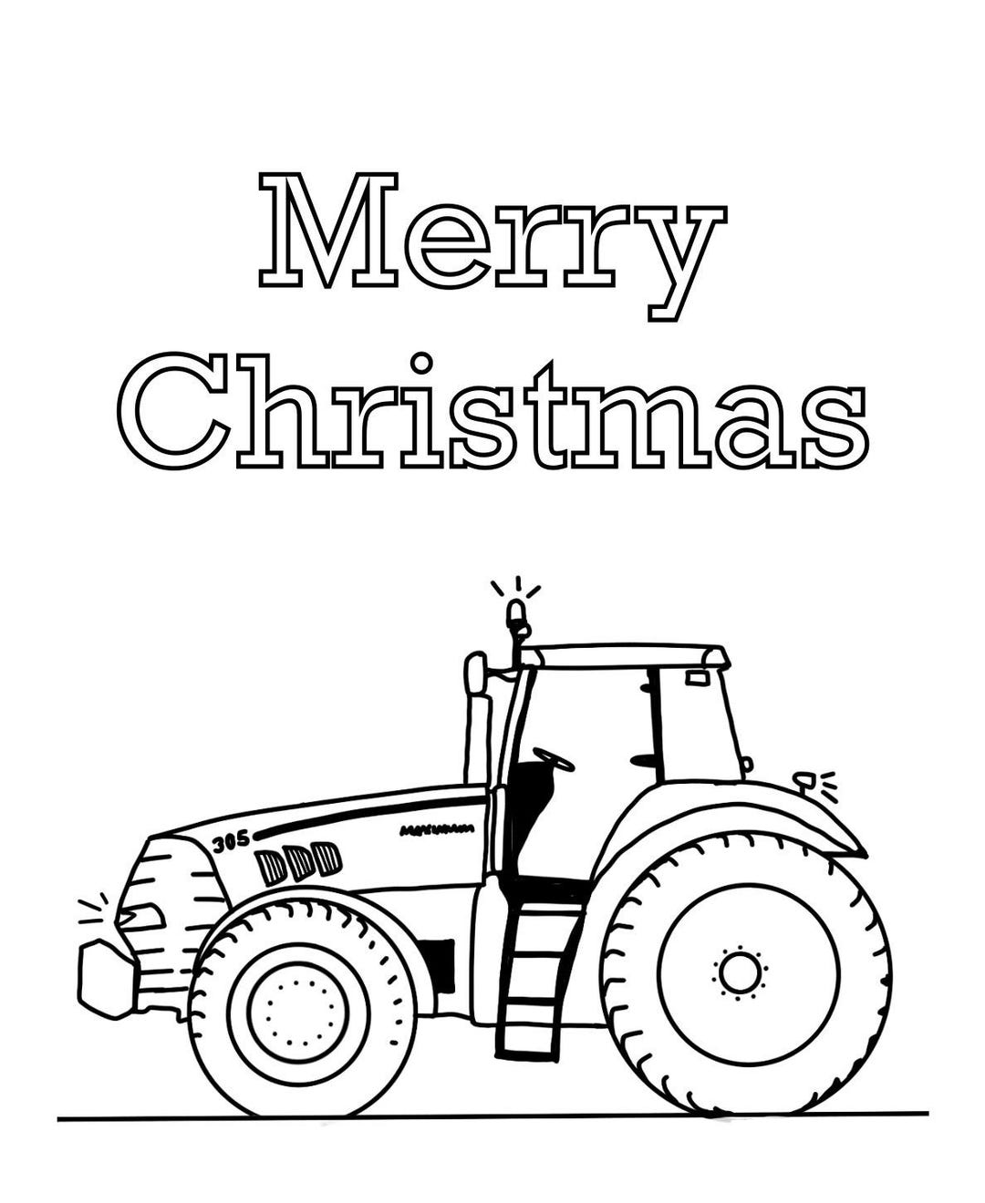 Christmas Tractor Coloring Page - Etsy