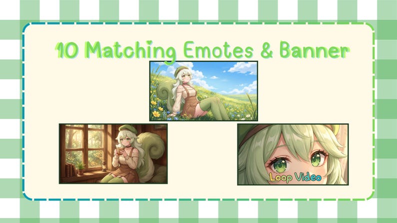 Cozy Squirrel Girl Emotes + Banners | 10 Twitch Emotes, Animated Loop ...