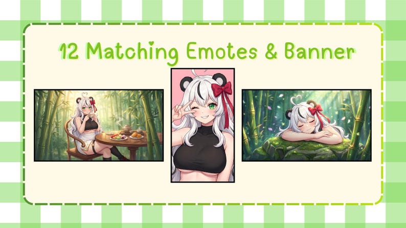 Curvy Panda Girl Emotes + Banners | 12 Twitch Emotes, Animated Loop ...