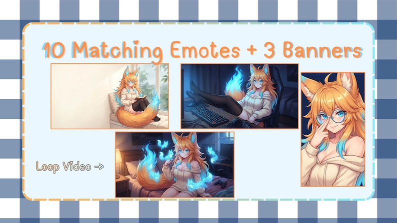 Cozy Fox Girl Emote Set | 10 Twitch Emotes & 4 Stream Banners ...