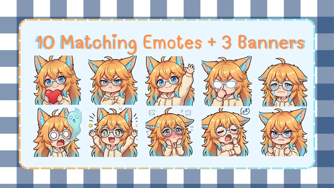 Cozy Fox Girl Emote Set | 10 Twitch Emotes & 4 Stream Banners ...