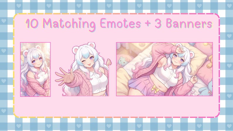 Chubby Bear Girl Emote Set | 10 Twitch Emotes & 3 Stream Banners ...