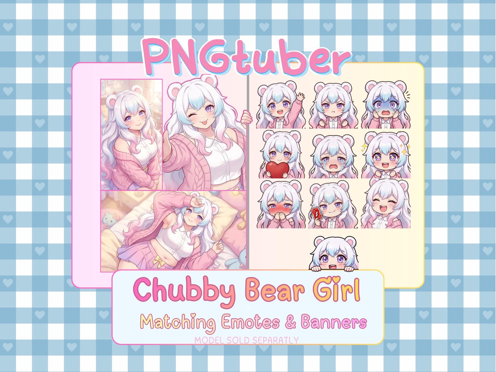 Chubby Bear Girl Emote Set | 10 Twitch Emotes & 3 Stream Banners ...