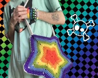 Crochet Rainbow Star Bag