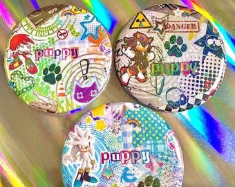 Puppy Critter Holographic Button