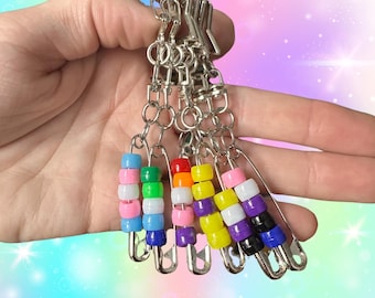 Pride Flag Safety Pin Keychain