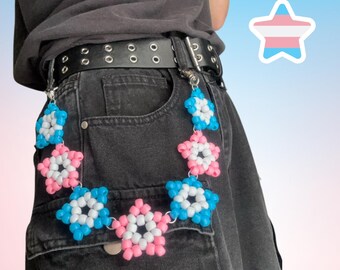 Trans Flag Kandi Star Belt Chain
