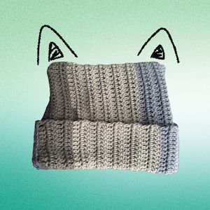 Oversized Double Sided Scrap Yarn Cat Beanie