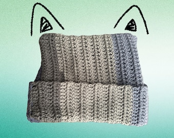 Oversized Double Sided Scrap Yarn Cat Beanie
