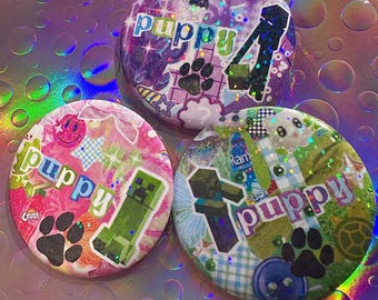Puppy Creature Holographic Button