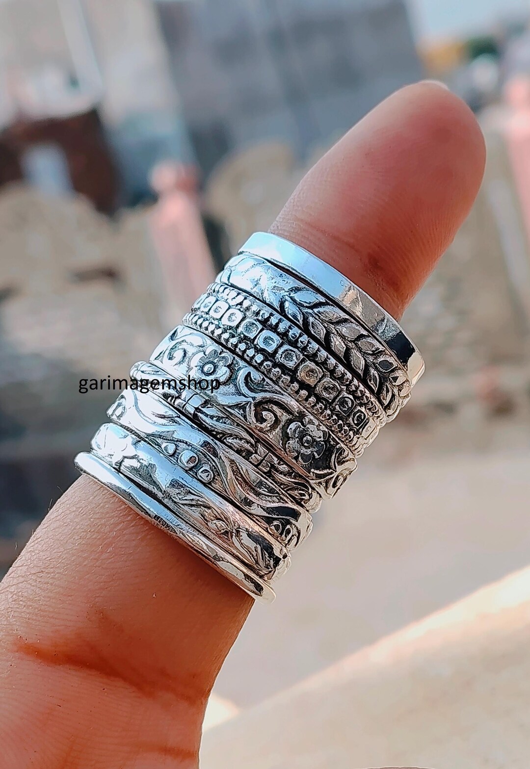 Handmade Sterling Silver Stacking Ring Set: Boho Minimalist Rings - Etsy