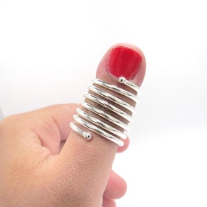 Handmade Sterling Silver Coil Splint Ring: Trigger Finger Support