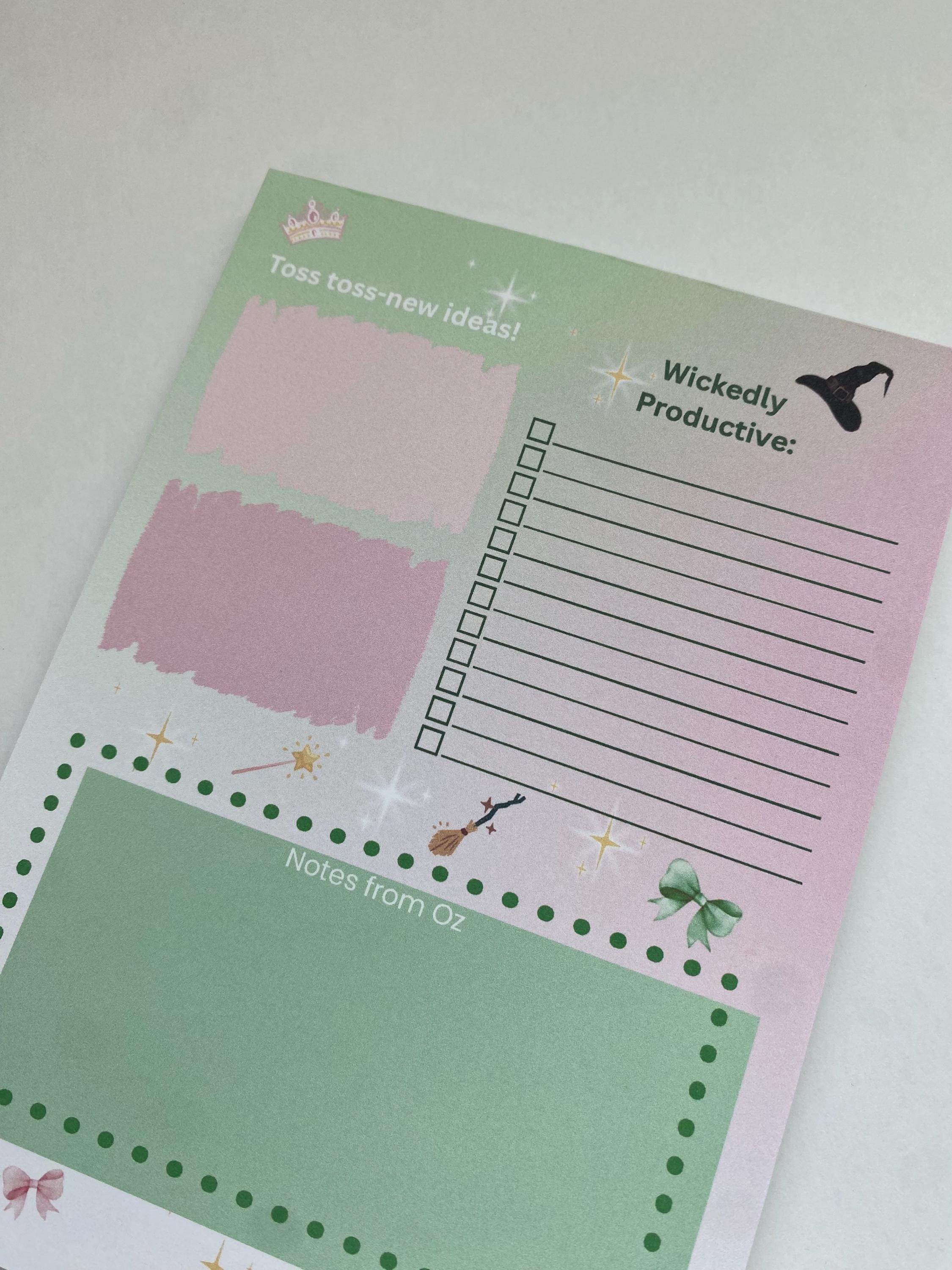 Feeling Wicked Notepad Wicked Productive To-do List Notepad: Notes From Oz - Etsy