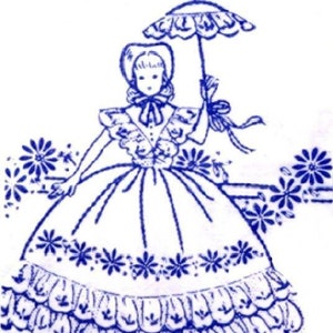 Southern Belle Girl eyelet pillowcase transfer pattern mo758