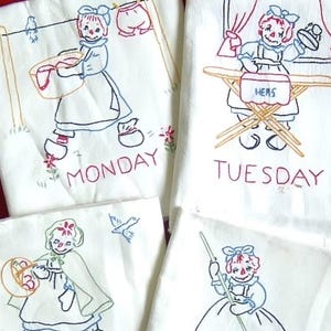 1940's Raggedy Ann DOW Kitchen TOWELS borduurpatroon Mc1287