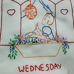 House Bride Tea Towels DOW days of week embroidery pattern am9330