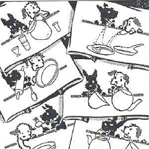 Cross Stitch Puppy Dogs Kitchen Towels embroidery pattern LW1346