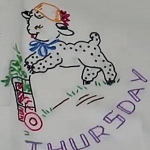 Lamb Days of Week Towels embroidery pattern V252