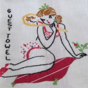 Pin Up Girls Toallas de baño apliques y patrón de bordado V138