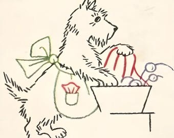 PDF Scottie Hund Küche Geschirrtücher Stickmuster Mc728