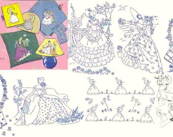 Vintage 6 Crinoline Lady transfers 16th series