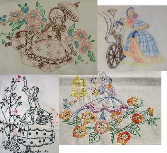 Hand Embroidery Vintage PDF Pattern Crinoline Lady Embroidery Printable  Embroidery Patterns Embroidery Pattern PDF (Instant Download) 