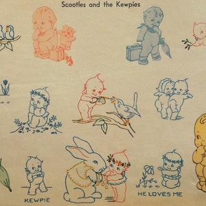 1930&#39;s Kewpie & Scootles ( kewpie&#39;s relative) embroidery  pattern Mc341