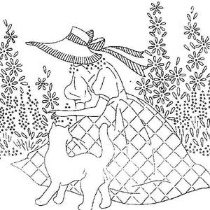 Bonnet / Sunbonnet Girls TOWEL embroidery pattern LW203