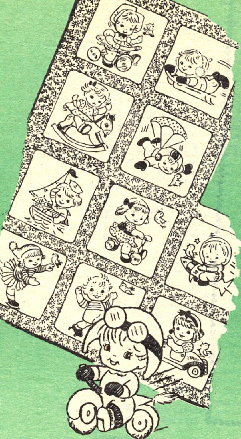 Vintage Children at Play Quilt Embroidery Pattern Mo7319 - Etsy