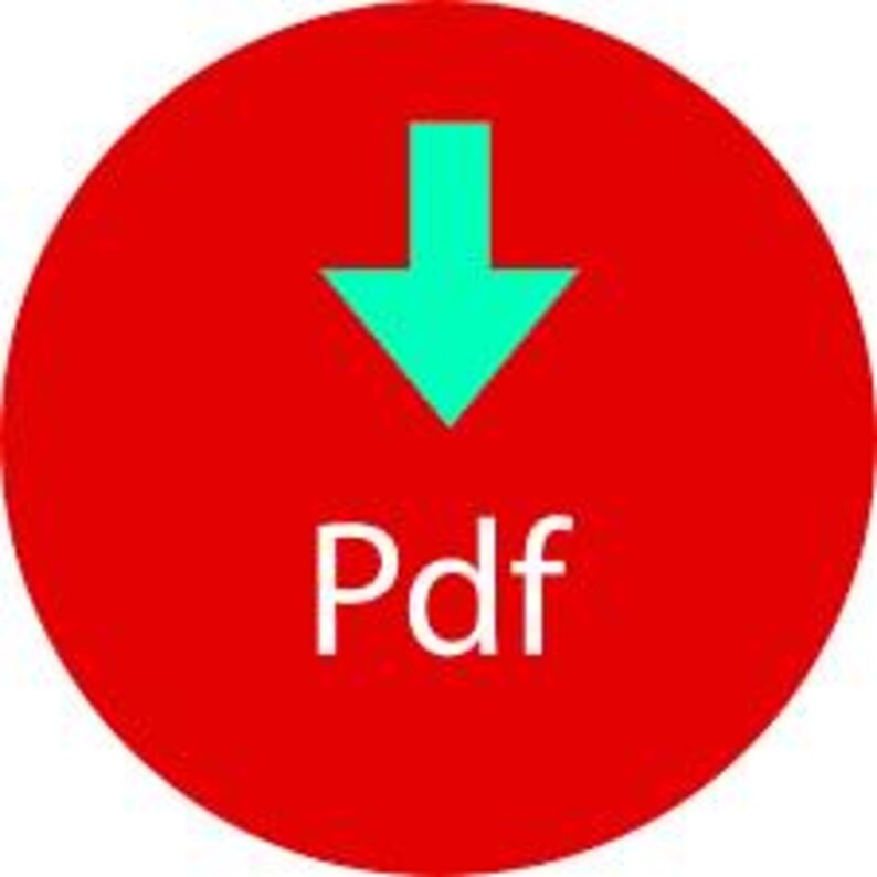 May include: A green downward arrow pointing down on a red circle with the word "Pdf" in white text.