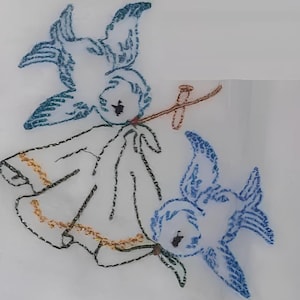 Patrón de bordado para paños de cocina Blue Birds DOW días de la semana mo7280