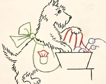 Scottie Hund Geschirrtücher Küche Stickmuster Mc728