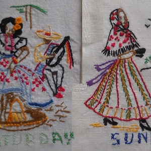 1940s Mexican Lady DOW towel transfer embroidery mo2546