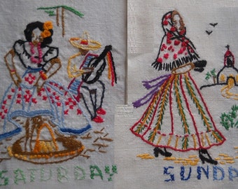 1940s Mexican Lady DOW towel transfer embroidery mo2546