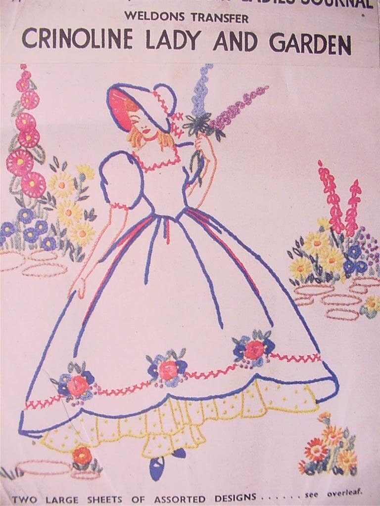 9 Vintage 1940's Victorian Crinoline Lady Crochet Patterns PDF 