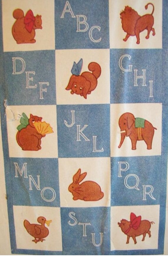 1930 S Crib Quilt Pattern Animals Letters Applique Or Etsy
