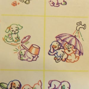 Puppy Dogs Dish Towels embroidery transfer pattern Su169