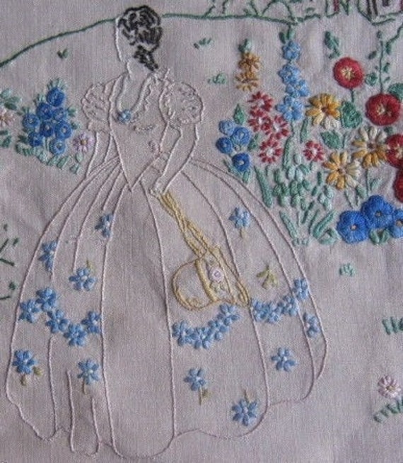 Crinoline lady embroideries and some vintage haberdashery