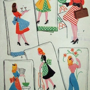 Mrs.Housewife tea towels applique & embroidery pattern mc968
