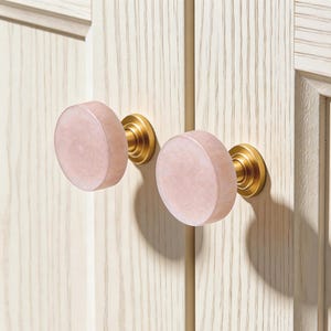 Natural Crystal Cabinet Knob: Solid Brass Round Bookcase Handle