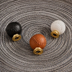 Leather Drawer Knob: Baseball-Style Stitched Round Knobs,Cabinet Handles