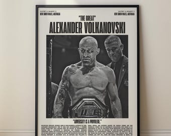 Alexander Volkanovski UFC Minimalist Poster, Art Print (Digital Download)