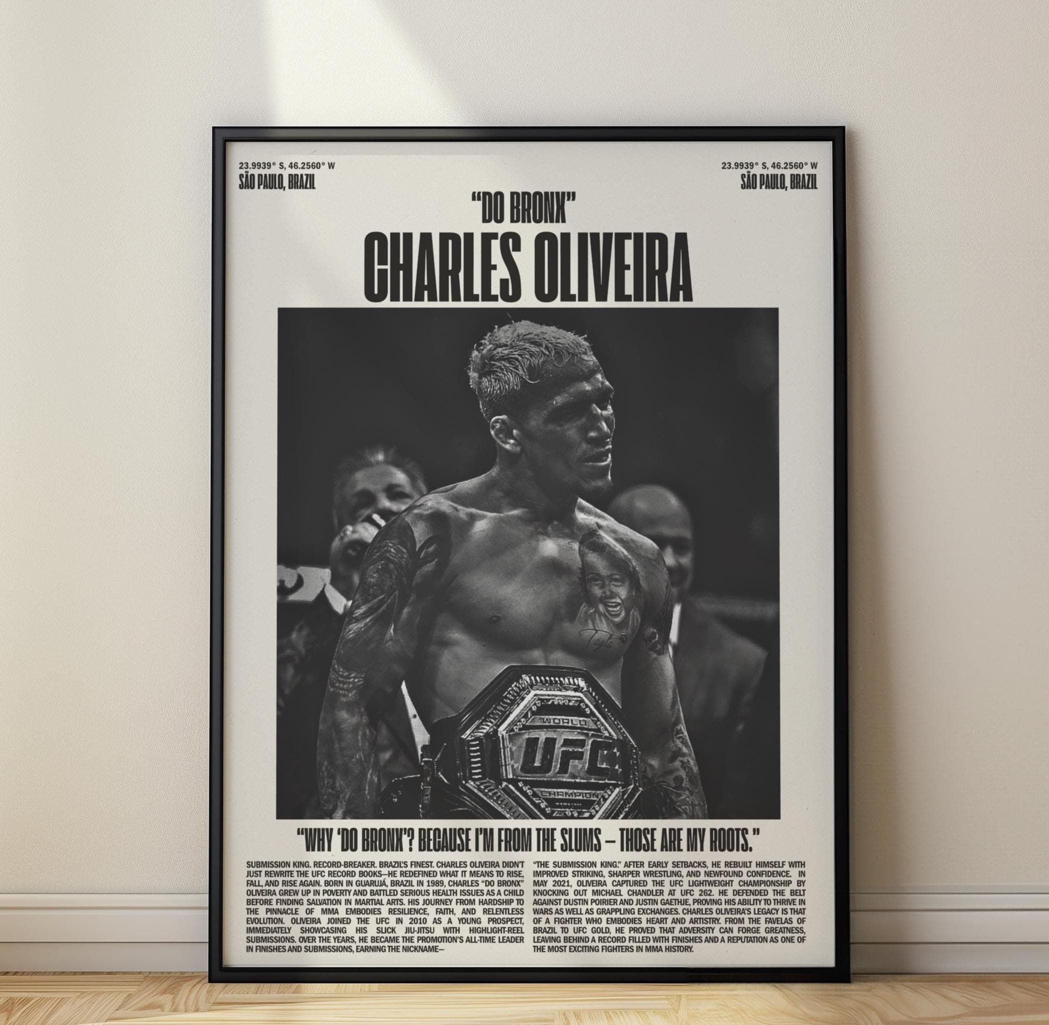 Charles Oliveira 'Do Bronx' citaat | fotoprint | voorgesigneerd | pro lustre papier | afmeting: A4 (21 x 29,7 cm) | God