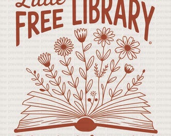 Petite bibliothèque libre SVG Livre floral Prenez un livre Laissez un livre Fichier de découpe Cricut Graphisme pour t-shirt Lecteur Téléchargement numérique Modèle de sublimation