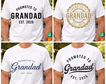 Promu grand-père (Est. 2026) - Pack SVG - Design de t-shirt pour la fête des pères - Fichier PNG de grand-père - Téléchargement numérique - Modèle de sublimation