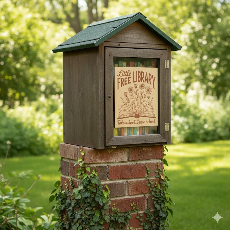 Floral Little Free Library Sign PNG, Take a Book, Leave a Book ...