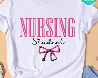 Étudiante en soins infirmiers SVG Stéthoscope Arc Art École d'infirmières PNG Fichier de découpe Vie d'infirmière Design de t-shirt