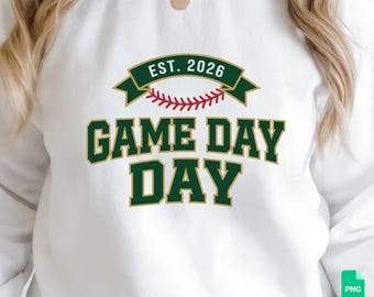 Fichier de découpe SVG pour jour de match | Vêtements de baseball vert et or | Design de t-shirt rétro pour maman sportive | Fichiers Cricut et Silhouette