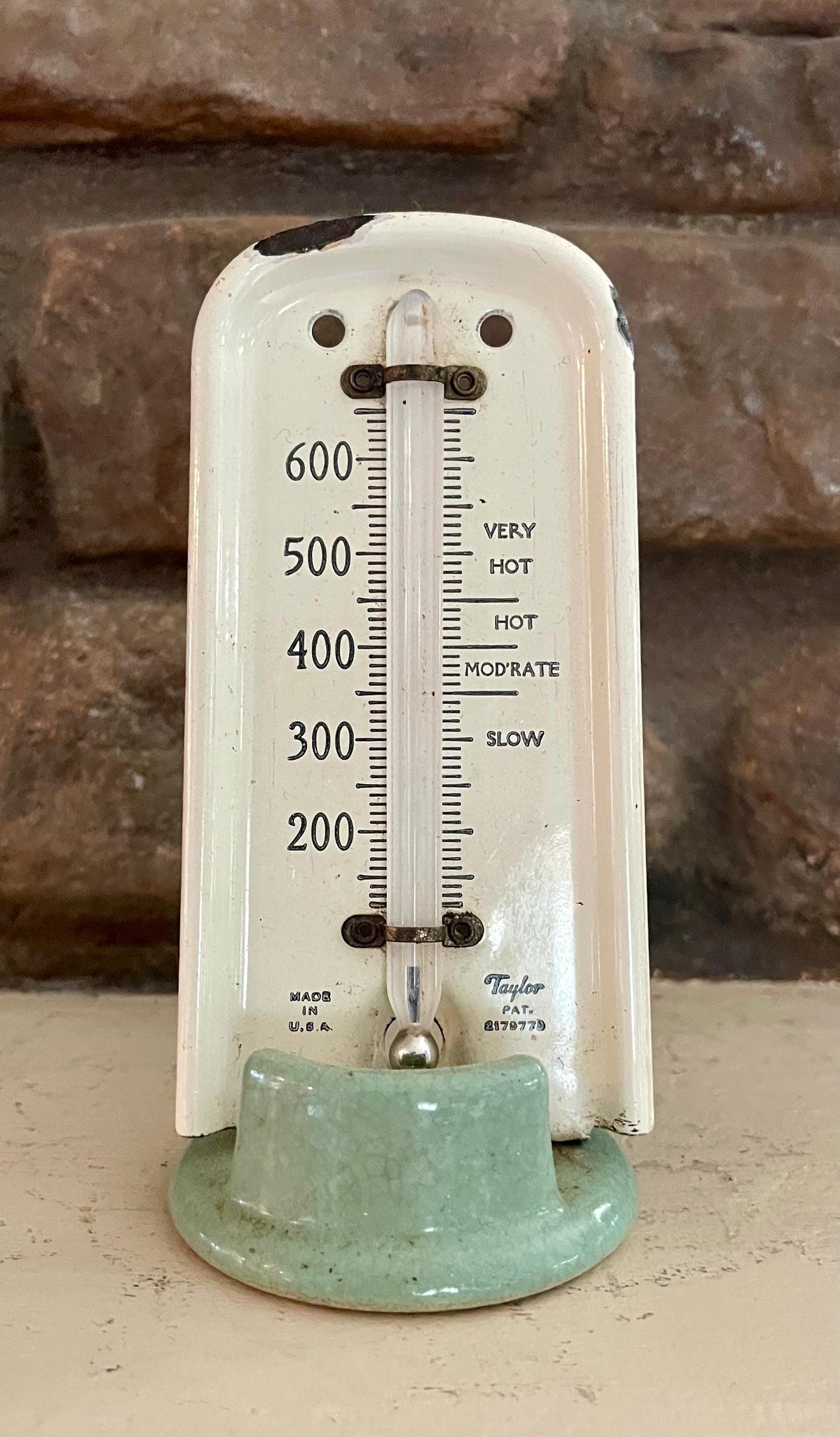 Vintage Taylor Standing Oven Thermometer With Green Ceramic Base